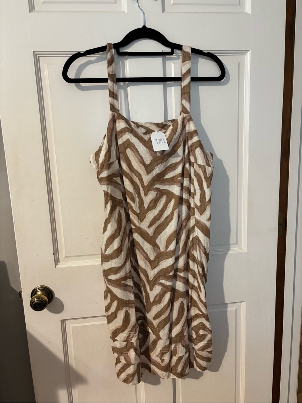 Time and Tru Brown and White Zebra-Print Kids One-Piece